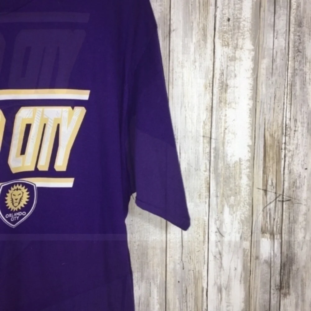 Orlando City SC MLS Graphic Tee Purple Gold Soccer Shirt Women’s Large - Picture 3 of 5